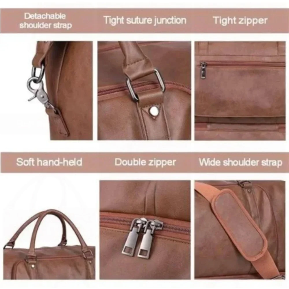New Large Overnight Travel Duffle Tote Bags, Brown